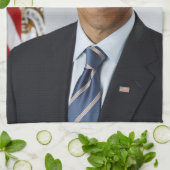 バラクオバマ米大統領ホワイトハウスポートレート キッチンタオル (折り畳み)