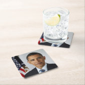 バラクオバマ米大統領ホワイトハウスポートレート スクエアペーパーコースター (インサイチュ)