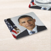 バラクオバマ米大統領ホワイトハウスポートレート スクエアペーパーコースター (アングル)