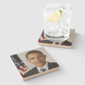 バラクオバマ米大統領ホワイトハウスポートレート ストーンコースター (横)