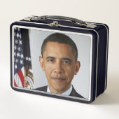 バラクオバマ米大統領ホワイトハウスポートレート メタルランチボックス (正面)