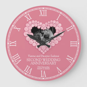 バラクオーツハート結婚ピンク記念日 ラージ壁時計