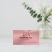 バラクラシックピンクメタリック効果上のスポーツカー 名刺 (スタンド正面)