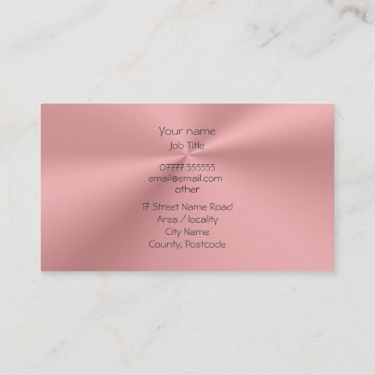 バラクラシックピンクメタリック効果上のスポーツカー 名刺 (裏面)