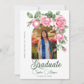 バラクラシックフラワーガーデン写真卒業 招待状 (正面)