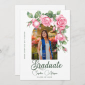 バラクラシックフラワーガーデン写真卒業 招待状 (正面/裏面)