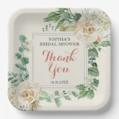 バラクラシックフローラブライダルシャワーありがとう ペーパープレート (正面)