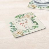 バラクラシックフローラブライダルシャワー スクエアペーパーコースター (アングル)