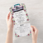 バラクラシック車すべて1つの結婚式招待状 オールインワン招待状 (貼ってはがせる)