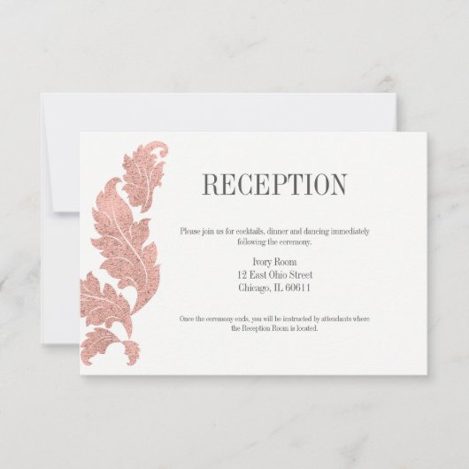 バラクラシック金ゴールドクレスト結婚式レセプションカード 招待状 (正面)