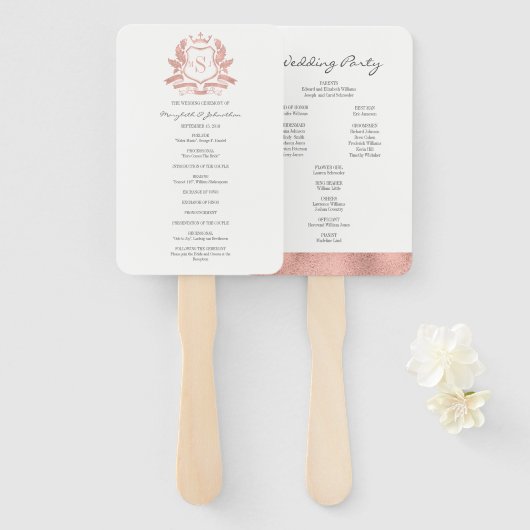 バラクラシック金ゴールドクレスト結婚式 プログラムハンドファン ハンドファン (正面&裏面)