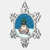 バラクラバペンギンおもしろいクリスマススノーボール漫画 スノーフレークピューターオーナメント (右)