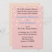 バラクリーム水玉模様ブルー結婚ズ 招待状 (正面/裏面)