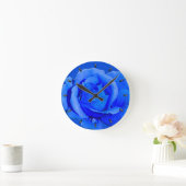 バラクロックブルーバラフラワーウォールクロックバラギフト ラウンド壁時計 (ホーム)