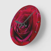 バラクロックレッドローズフラワーウォールクロックバラデコール ラウンド壁時計 (傾斜)