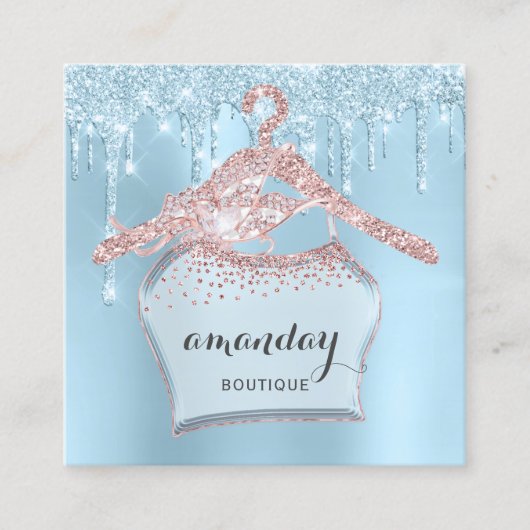 バラクローゼット布ハンガードレスブティックドリップ スクエア名刺 (正面)