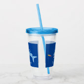 バラクーダの魚が釣りをしている漫画のイラスト アクリルタンブラー (左)