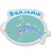 バラクーダの hungry fishing のイラスト シール (正面)