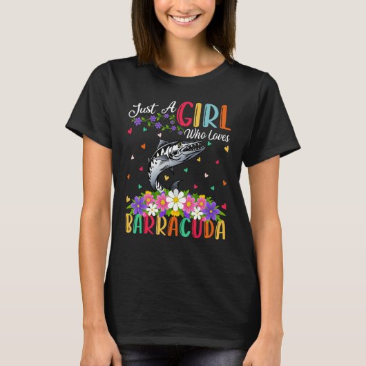 バラクーダを愛する女の子、バラクーダの魚 Tシャツ (正面)