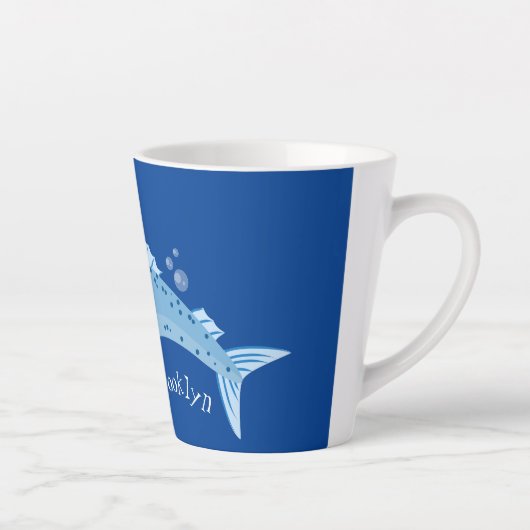 バラクーダフィッシュ空腹魚釣り漫画イラストレーション カフェラテマグ (右)