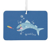 バラクーダフィッシュ空腹魚釣り漫画イラストレーション カーエアーフレッシュナー (裏面)