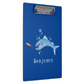 バラクーダフィッシュ空腹魚釣り漫画イラストレーション クリップボード (右)