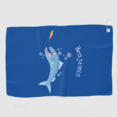 バラクーダフィッシュ空腹魚釣り漫画イラストレーション ゴルフタオル (横)