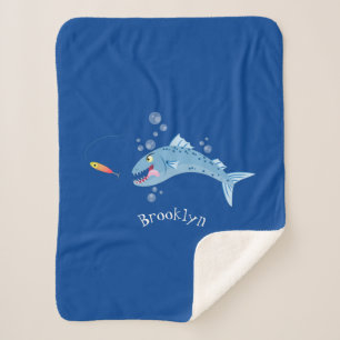 バラクーダフィッシュ空腹魚釣り漫画イラストレーション シェルパブランケット