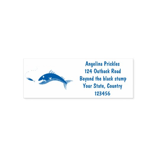 バラクーダフィッシュ空腹魚釣り漫画イラストレーション セルフインキングスタンプ (デザイン)