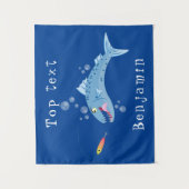 バラクーダフィッシュ空腹魚釣り漫画イラストレーション タペストリー (正面)