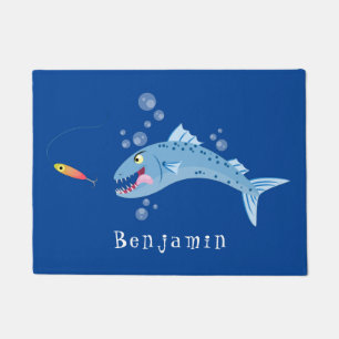 バラクーダフィッシュ空腹魚釣り漫画イラストレーション ドアマット