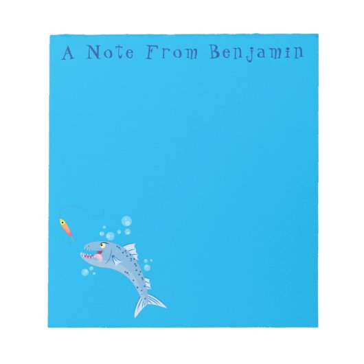 バラクーダフィッシュ空腹魚釣り漫画イラストレーション ノートパッド (正面)