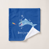 バラクーダフィッシュ空腹魚釣り漫画イラストレーション バスタオルセット (ウォッシュタオル)