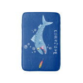 バラクーダフィッシュ空腹魚釣り漫画イラストレーション バスマット (正面縦)