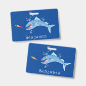 バラクーダフィッシュ空腹魚釣り漫画イラストレーション バッジ (Front & Back)