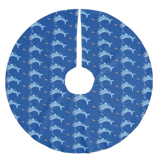 バラクーダフィッシュ空腹魚釣り漫画イラストレーション ブラッシュドポリエステルツリースカート (正面)