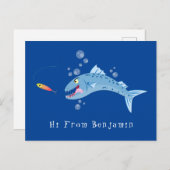 バラクーダフィッシュ空腹魚釣り漫画イラストレーション ポストカード (正面/裏面)