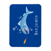 バラクーダフィッシュ空腹魚釣り漫画イラストレーション マグネット (縦)