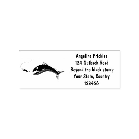 バラクーダフィッシュ空腹魚釣り漫画イラストレーション ラバースタンプ (インプリント)