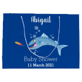 バラクーダフィッシュ空腹魚釣り漫画イラストレーション ラージペーパーバッグ (裏面)