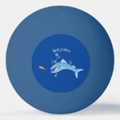 バラクーダフィッシュ空腹魚釣り漫画イラストレーション 卓球ボール (裏面)