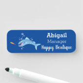 バラクーダフィッシュ空腹魚釣り漫画イラストレーション 名札 (インサイチュ)