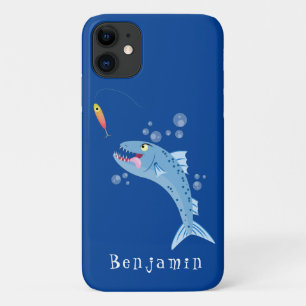 バラクーダフィッシュ空腹魚釣り漫画イラストレーション iPhone 11 ケース
