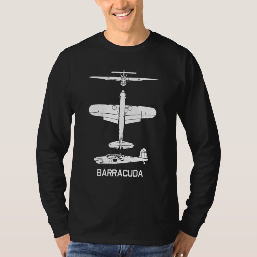 バラクーダブリティッシュ第2次世界大戦トルペドダイブボマー飛行機Si Tシャツ (正面)