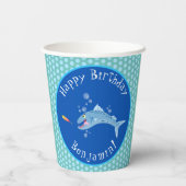 バラクーダ空腹魚釣りパーソナライズされた誕生日 紙コップ (裏面)