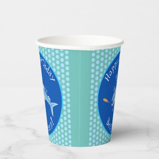 バラクーダ空腹魚釣りパーソナライズされた誕生日 紙コップ (右)