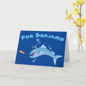 バラクーダ空腹魚釣り漫画イラストレーション カード (黄色い花)