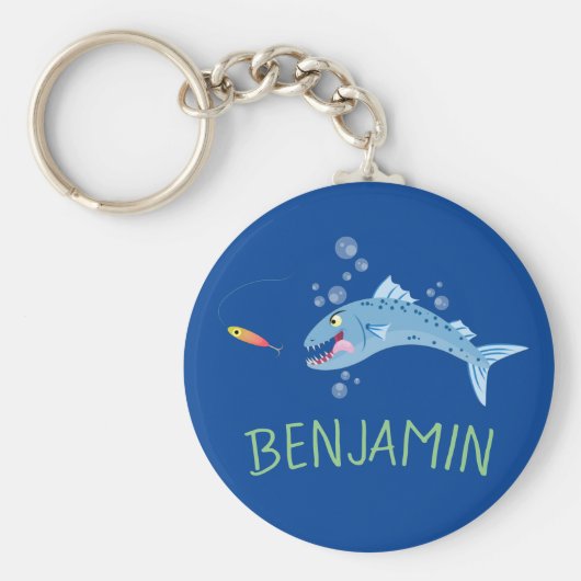 バラクーダ空腹魚釣り漫画イラストレーション キーホルダー (正面)