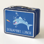 バラクーダ空腹魚釣り漫画イラストレーション メタルランチボックス (裏面)