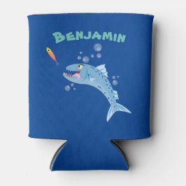 バラクーダ空腹魚釣り漫画イラストレーション 缶クーラー